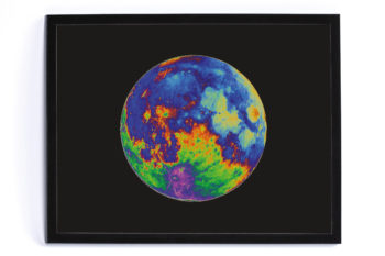 Moon on color Subject Fine Art print numbered mounted in a black wooden frame
