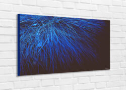 MODERN PAINTING Author's photo on furnishing canvas - Colour - Flower on blue
