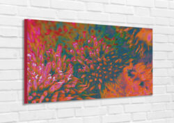 MODERN PAINTING Author's photo on furnishing canvas - Abstract art - Flowers on dark green